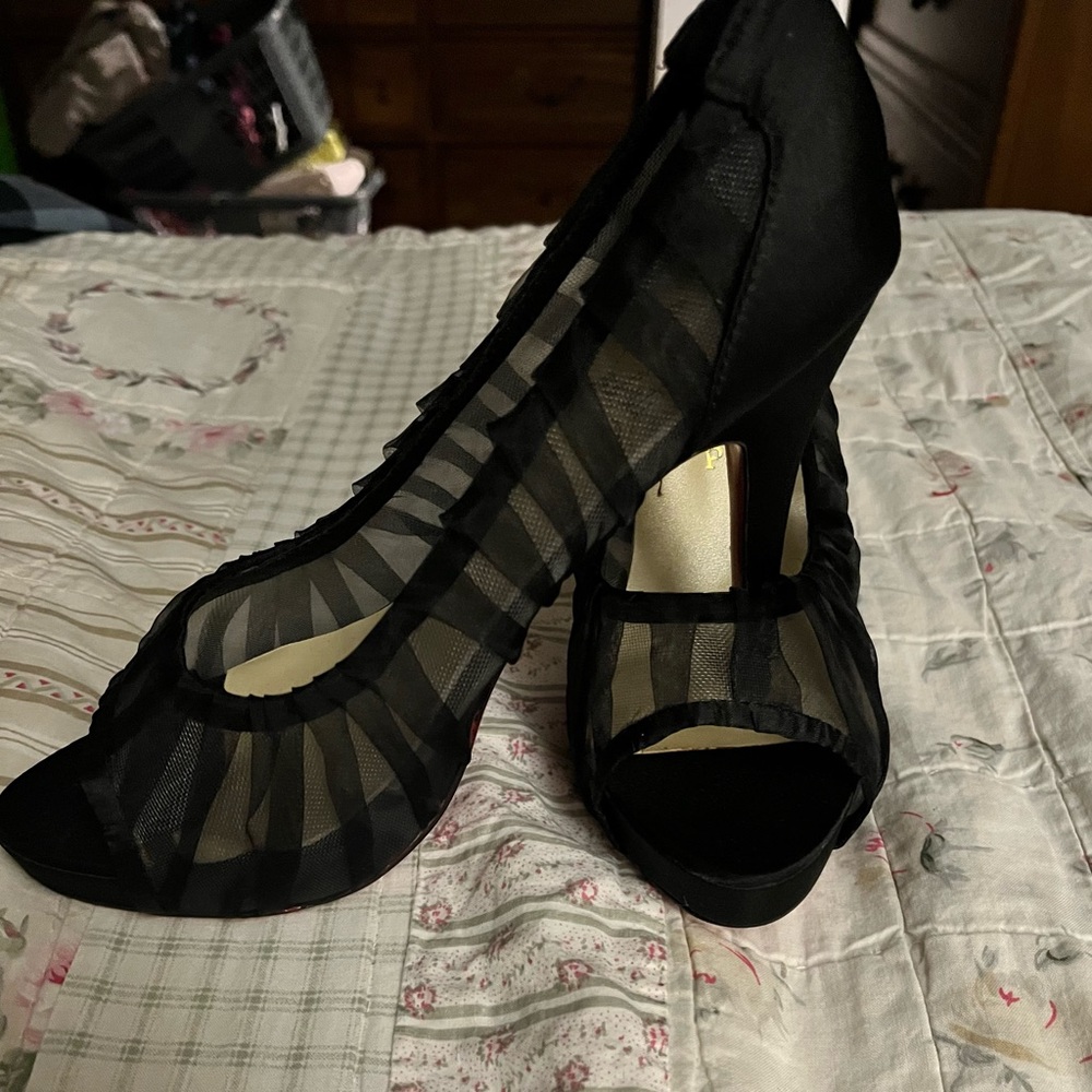 Elegant Black Peep-Toe Christian Louboutin Heels